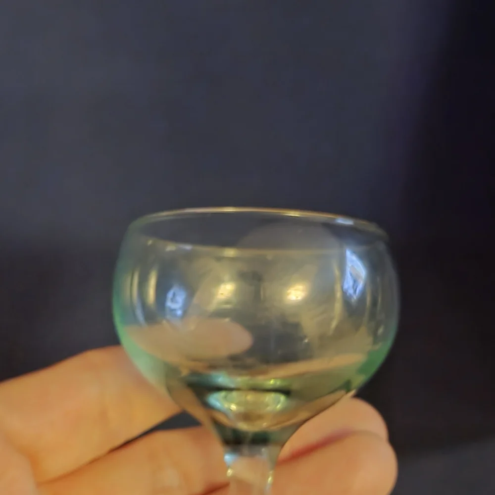 Vintage Colored Glass Cordial Shot Glasses Set of 2 Amber & Green MCM Barware